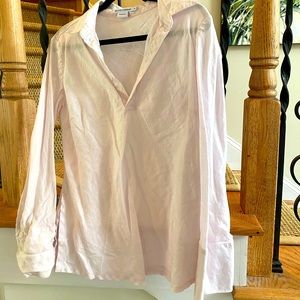 Island Company petal pink linen long sleeve shirt